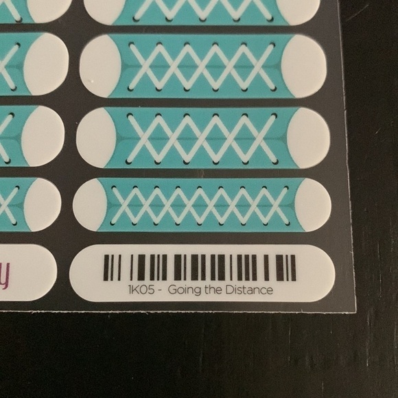 Jamberry Teal and White Sneaker Print Nail Wraps - Going the Distance - Picture 4 of 9